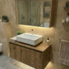 85 cm ahşap banyo dolabı, MDF gövdeli, aynalı üst dolaplı, modern asma model 85 cm ahşap banyo dolabı, MDF gövdeli, aynalı üst dolaplı, modern asma model