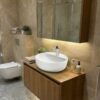 85 cm 2 kapaklı asma banyo dolabı, MDF gövdeli, aynalı üst dolaplı