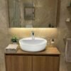 85 cm 2 kapaklı asma banyo dolabı, MDF gövdeli, aynalı üst dolaplı
